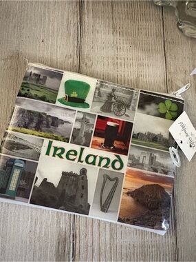 Ireland Photo Collage Zip Pouch with Green Accents